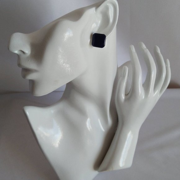 Handmade blue polymer clay earrings. Boucles d'oreilles fait à la main - Picture 3 of 6